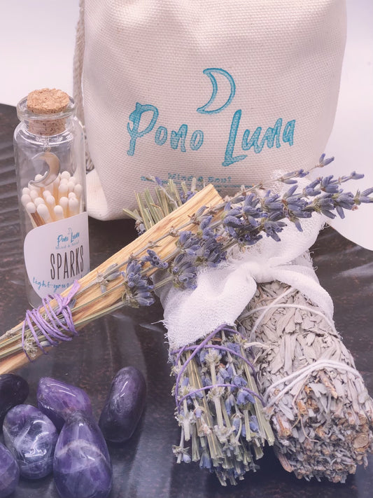 Lavendar and blue sage bundle with amethyst