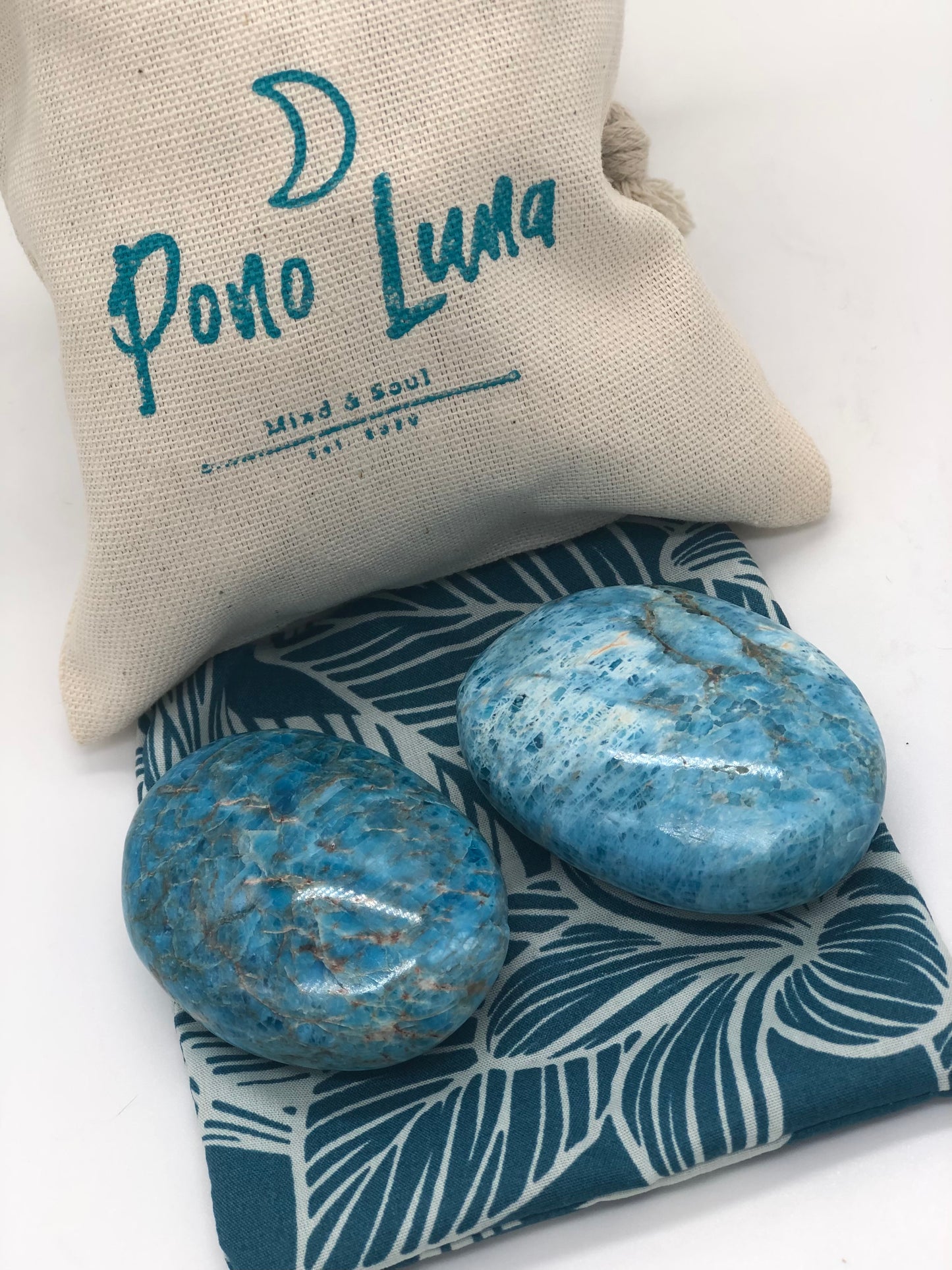 Sea Blue Apatite palm stones